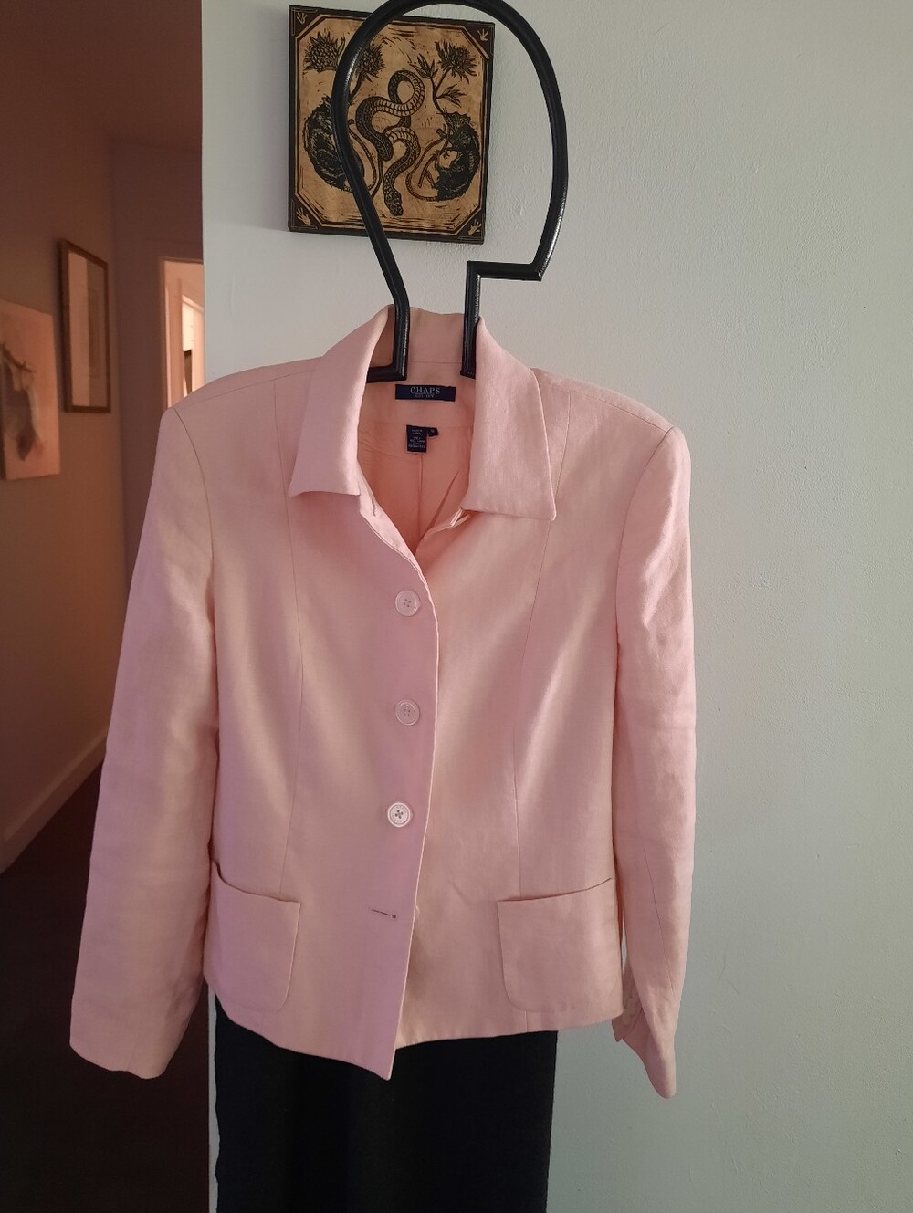 Chaps Soft Pink Linen Blazer Jacket
